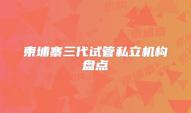 柬埔寨三代试管私立机构盘点