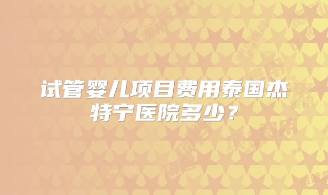 试管婴儿项目费用泰国杰特宁医院多少？