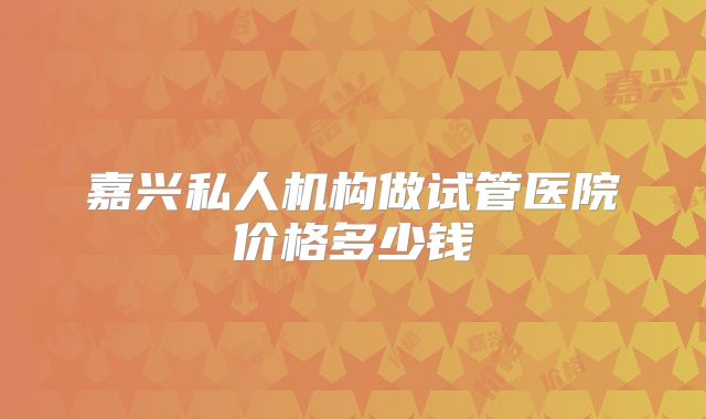 嘉兴私人机构做试管医院价格多少钱