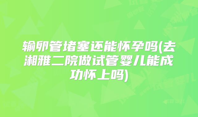 输卵管堵塞还能怀孕吗(去湘雅二院做试管婴儿能成功怀上吗)