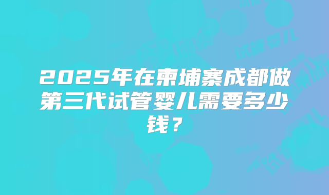 2025年在柬埔寨成都做第三代试管婴儿需要多少钱?
