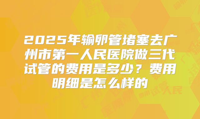 2025年输卵管堵塞去广州市第一人民医院做三代试管的费用是多少？费用明细是怎么样的