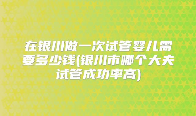 在银川做一次试管婴儿需要多少钱(银川市哪个大夫试管成功率高)