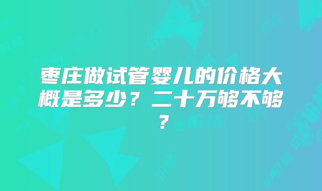 枣庄做试管婴儿的价格大概是多少？二十万够不够？
