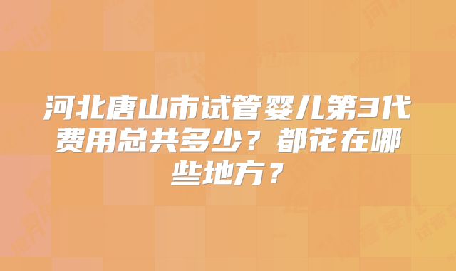 河北唐山市试管婴儿第3代费用总共多少？都花在哪些地方？