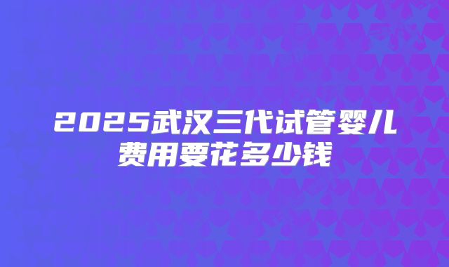 2025武汉三代试管婴儿费用要花多少钱
