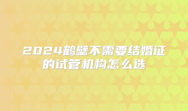 2024鹤壁不需要结婚证的试管机构怎么选