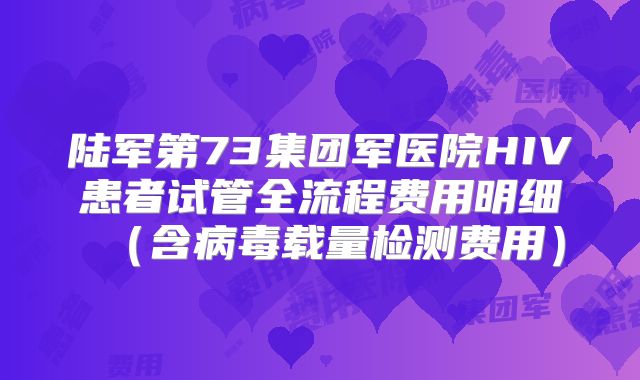 陆军第73集团军医院HIV患者试管全流程费用明细（含病毒载量检测费用）