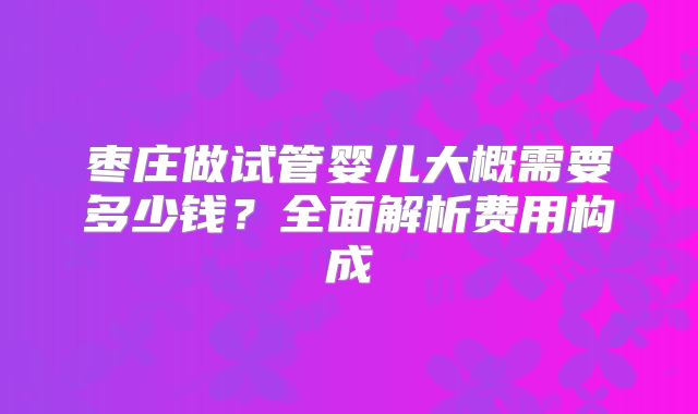 枣庄做试管婴儿大概需要多少钱？全面解析费用构成