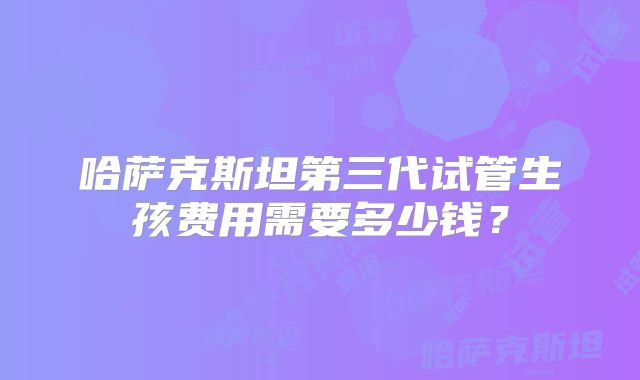 哈萨克斯坦第三代试管生孩费用需要多少钱？