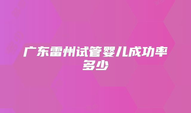 广东雷州试管婴儿成功率多少