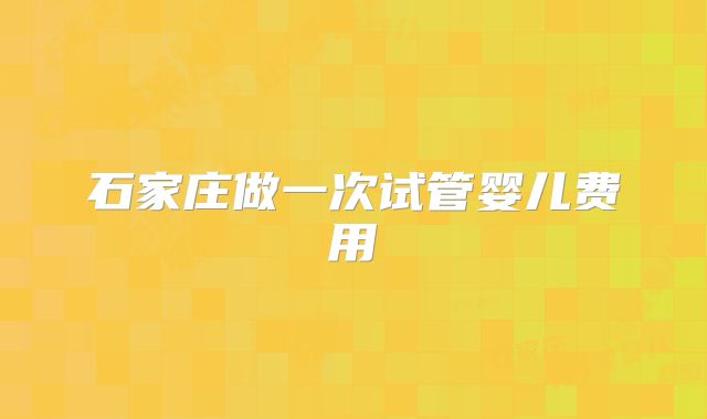 石家庄做一次试管婴儿费用