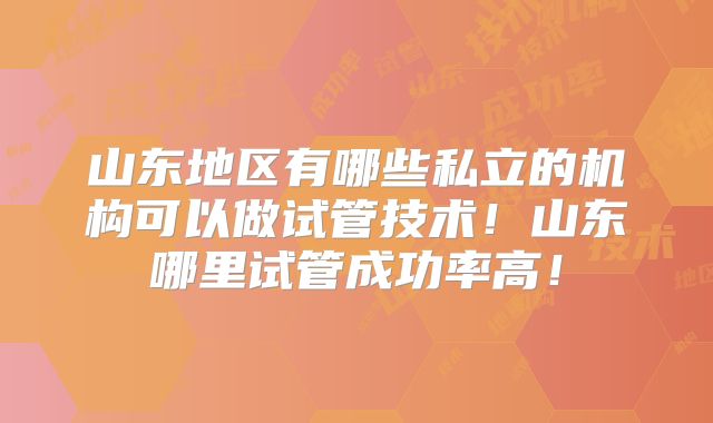 山东地区有哪些私立的机构可以做试管技术！山东哪里试管成功率高！