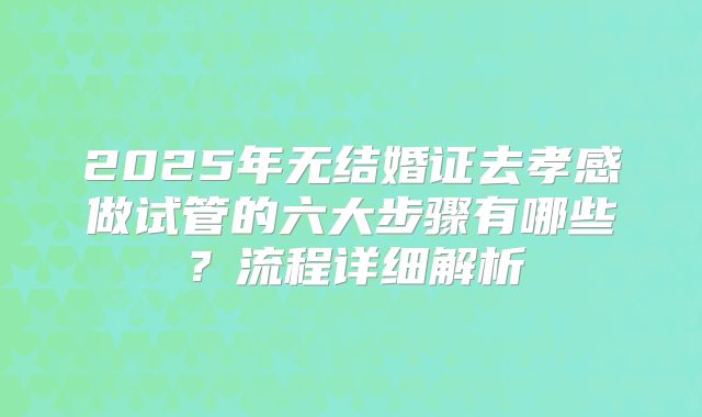 2025年无结婚证去孝感做试管的六大步骤有哪些？流程详细解析