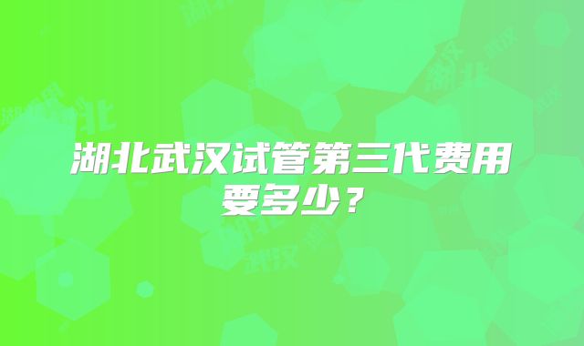 湖北武汉试管第三代费用要多少?