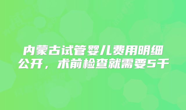 内蒙古试管婴儿费用明细公开，术前检查就需要5千