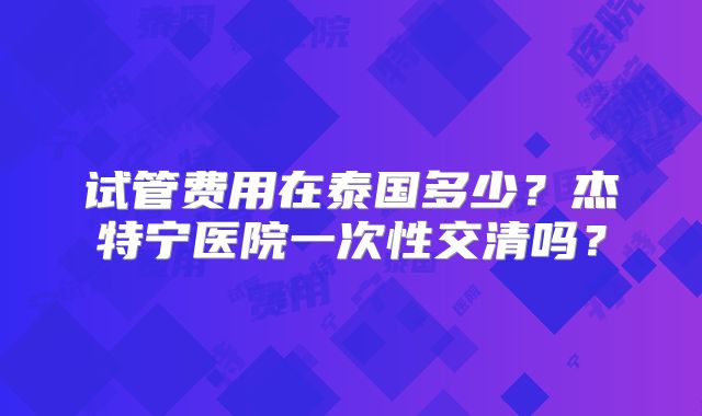 试管费用在泰国多少？杰特宁医院一次性交清吗？