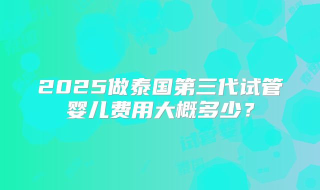 2025做泰国第三代试管婴儿费用大概多少？