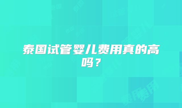 泰国试管婴儿费用真的高吗?