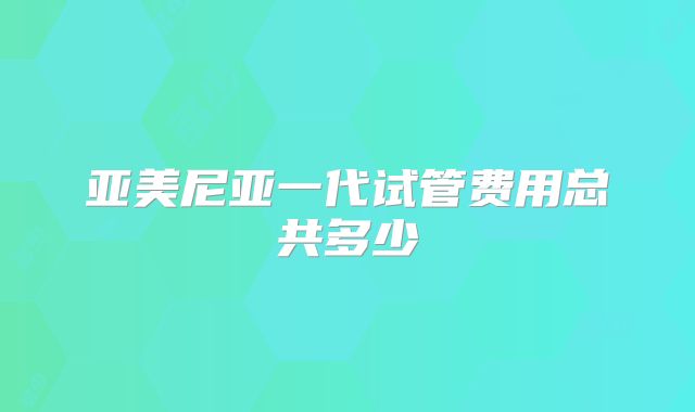 亚美尼亚一代试管费用总共多少