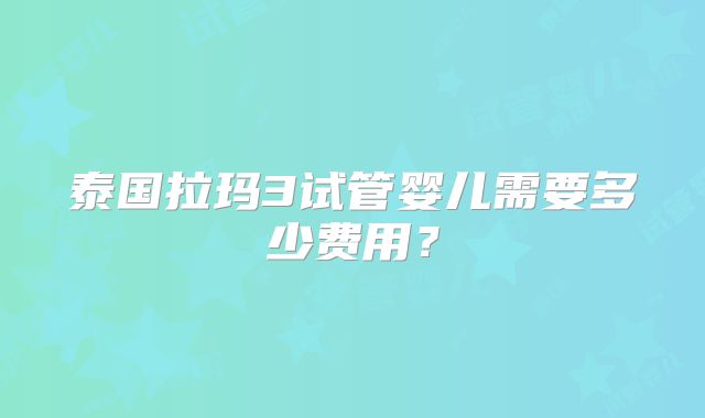 泰国拉玛3试管婴儿需要多少费用？
