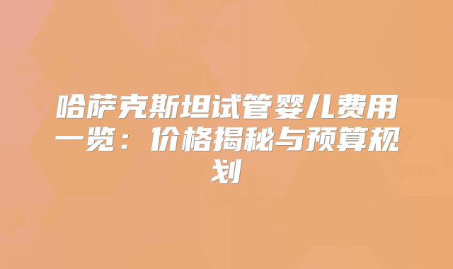 哈萨克斯坦试管婴儿费用一览：价格揭秘与预算规划