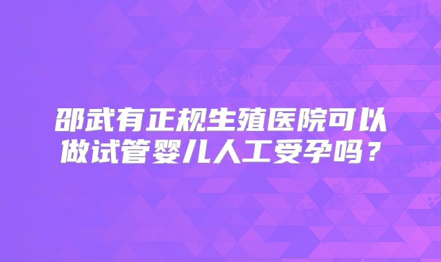 邵武有正规生殖医院可以做试管婴儿人工受孕吗?