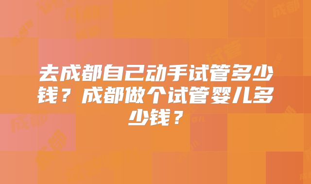 去成都自己动手试管多少钱？成都做个试管婴儿多少钱？