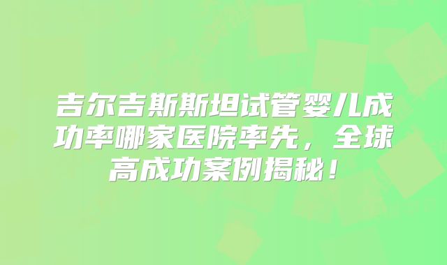 吉尔吉斯斯坦试管婴儿成功率哪家医院率先，全球高成功案例揭秘！