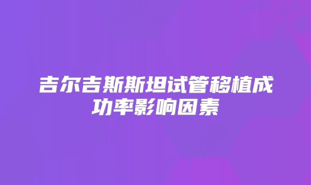 吉尔吉斯斯坦试管移植成功率影响因素