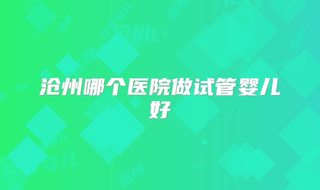 沧州哪个医院做试管婴儿好