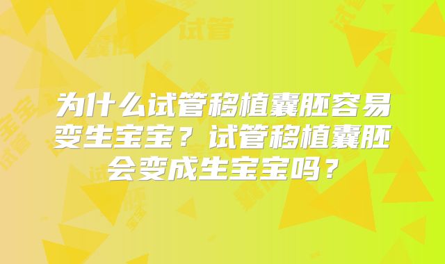 为什么试管移植囊胚容易变生宝宝？试管移植囊胚会变成生宝宝吗？