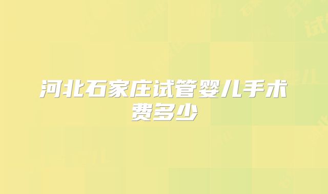 河北石家庄试管婴儿手术费多少