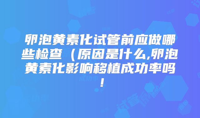 卵泡黄素化试管前应做哪些检查(原因是什么,卵泡黄素化影响移植成功率吗!