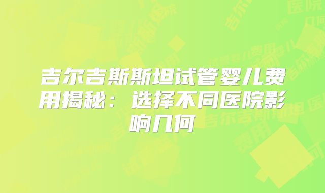 吉尔吉斯斯坦试管婴儿费用揭秘：选择不同医院影响几何