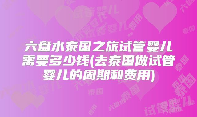 六盘水泰国之旅试管婴儿需要多少钱(去泰国做试管婴儿的周期和费用)