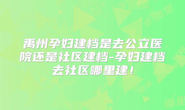 禹州孕妇建档是去公立医院还是社区建档-孕妇建档去社区哪里建!