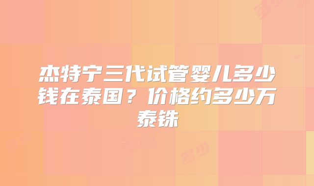 杰特宁三代试管婴儿多少钱在泰国？价格约多少万泰铢