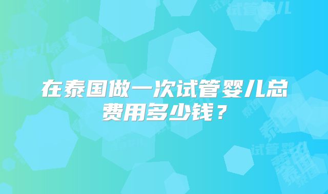 在泰国做一次试管婴儿总费用多少钱？