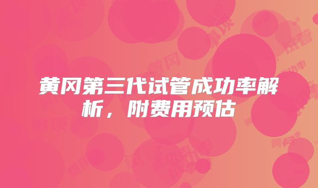 黄冈第三代试管成功率解析，附费用预估