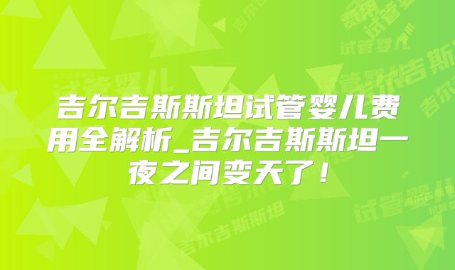 吉尔吉斯斯坦试管婴儿费用全解析_吉尔吉斯斯坦一夜之间变天了！
