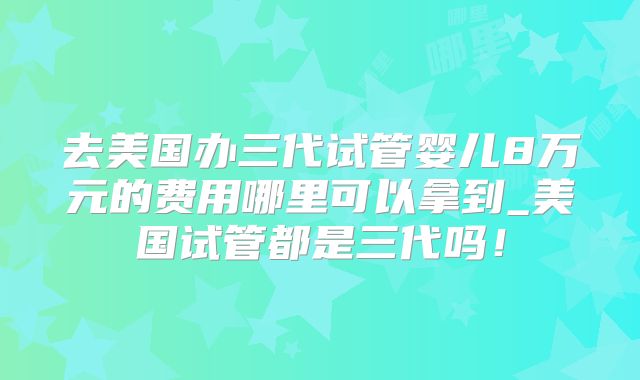 去美国办三代试管婴儿8万元的费用哪里可以拿到_美国试管都是三代吗！