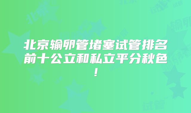 北京输卵管堵塞试管排名前十公立和私立平分秋色!