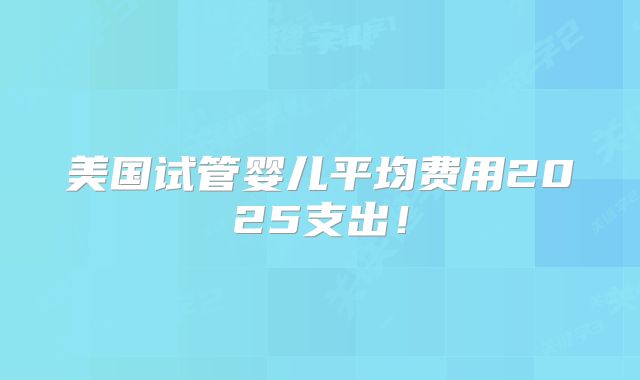 美国试管婴儿平均费用2025支出！
