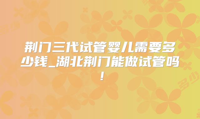 荆门三代试管婴儿需要多少钱_湖北荆门能做试管吗！