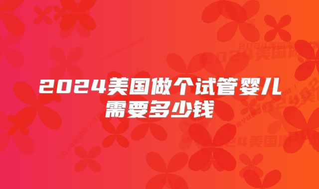 2024美国做个试管婴儿需要多少钱