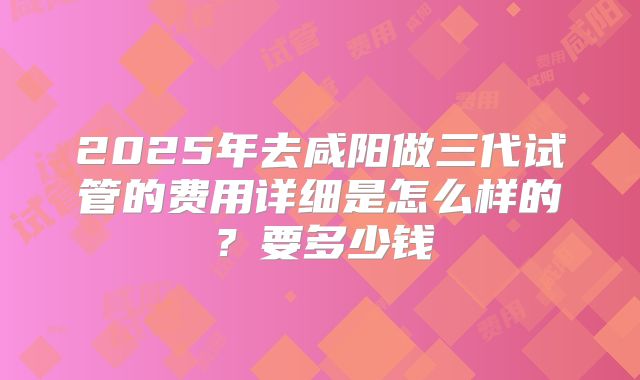 2025年去咸阳做三代试管的费用详细是怎么样的？要多少钱