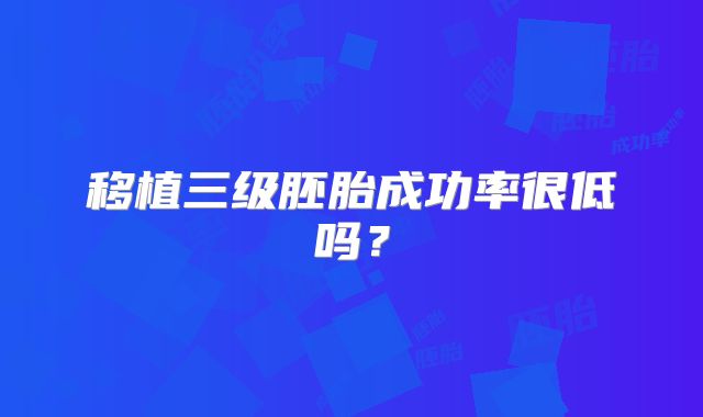 移植三级胚胎成功率很低吗？