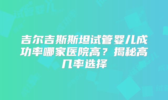 吉尔吉斯斯坦试管婴儿成功率哪家医院高?揭秘高几率选择