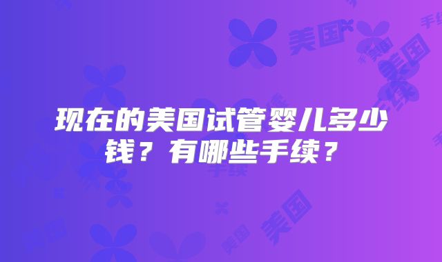 现在的美国试管婴儿多少钱？有哪些手续？